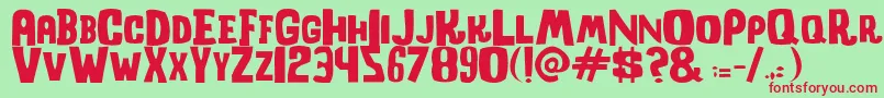 フォントShockcorridorRegular – 赤い文字の緑の背景