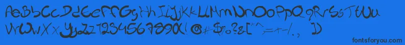 Nieknique-Schriftart – Schwarze Schriften auf blauem Hintergrund