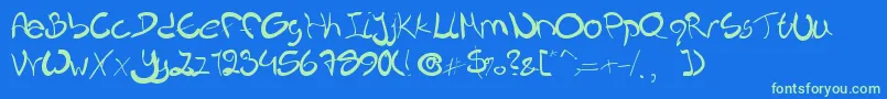 Nieknique Font – Green Fonts on Blue Background