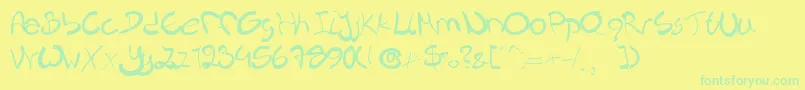 Nieknique Font – Green Fonts on Yellow Background
