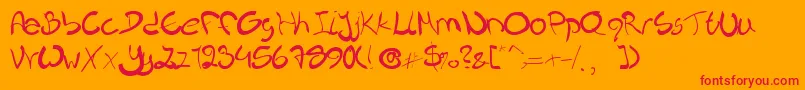 Nieknique-Schriftart – Rote Schriften auf orangefarbenem Hintergrund