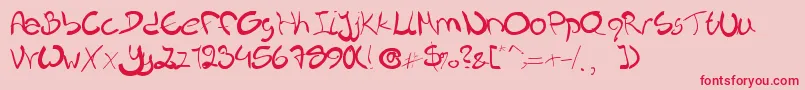 フォントNieknique – ピンクの背景に赤い文字