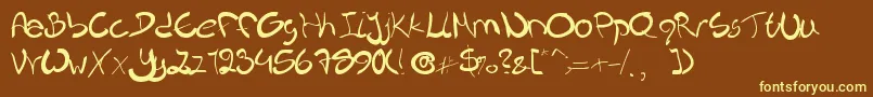 Nieknique-fontti – keltaiset fontit ruskealla taustalla