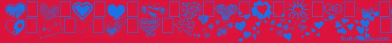 フォントHeartz – 赤い背景に青い文字