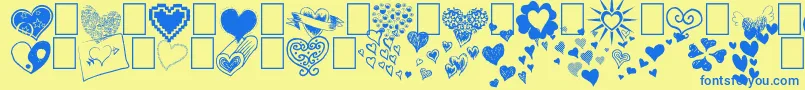 Heartz Font – Blue Fonts on Yellow Background