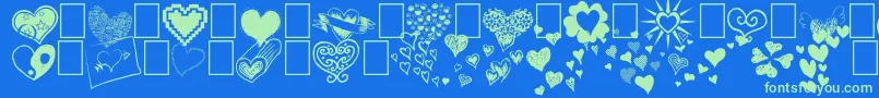 Heartz-Schriftart – Grüne Schriften auf blauem Hintergrund