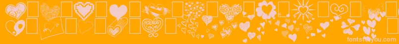 Heartz-Schriftart – Rosa Schriften auf orangefarbenem Hintergrund