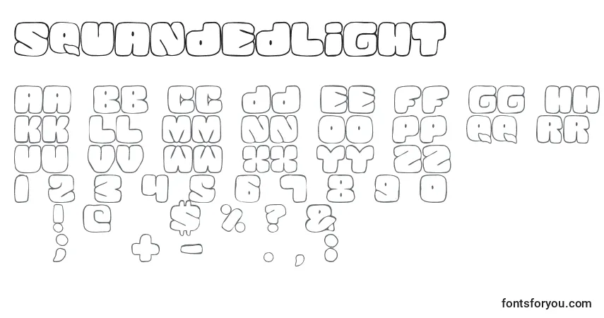 Czcionka SquandedLight – alfabet, cyfry, specjalne znaki