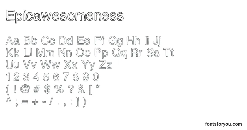 A fonte Epicawesomeness – alfabeto, números, caracteres especiais