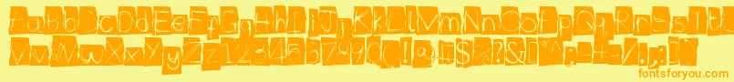 フォントIlluminate – オレンジの文字が黄色の背景にあります。