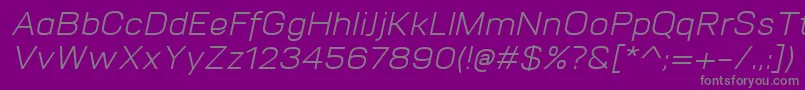 VitroItalic-Schriftart – Graue Schriften auf violettem Hintergrund