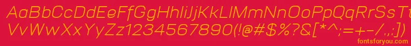 Fonte VitroItalic – fontes laranjas em um fundo vermelho