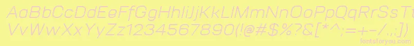 Fonte VitroItalic – fontes rosa em um fundo amarelo