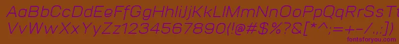 フォントVitroItalic – 紫色のフォント、茶色の背景