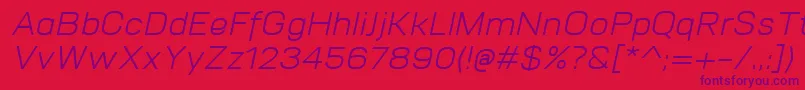 VitroItalic Font – Purple Fonts on Red Background
