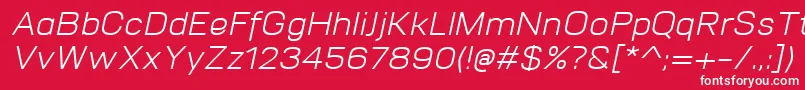 VitroItalic-Schriftart – Weiße Schriften auf rotem Hintergrund