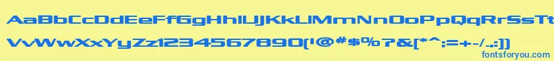 フォントKubraBold – 青い文字が黄色の背景にあります。