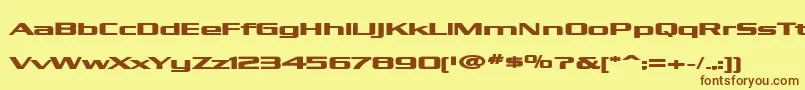 フォントKubraBold – 茶色の文字が黄色の背景にあります。