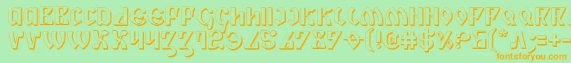 フォントPiper3D – オレンジの文字が緑の背景にあります。