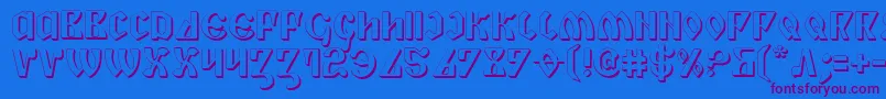 Czcionka Piper3D – fioletowe czcionki na niebieskim tle