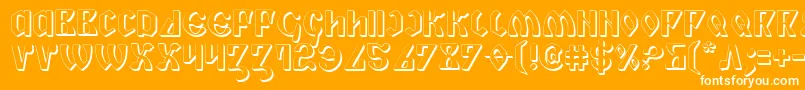 Piper3D-Schriftart – Weiße Schriften auf orangefarbenem Hintergrund