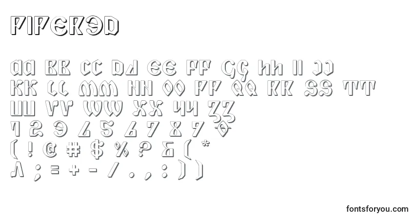 characters of piper3d font, letter of piper3d font, alphabet of  piper3d font