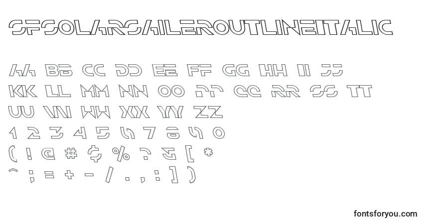 Fuente SfSolarSailerOutlineItalic - alfabeto, números, caracteres especiales