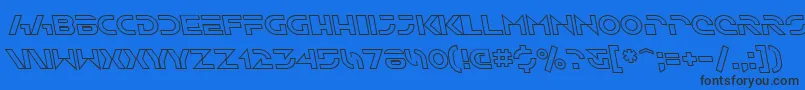 Fonte SfSolarSailerOutlineItalic – fontes pretas em um fundo azul