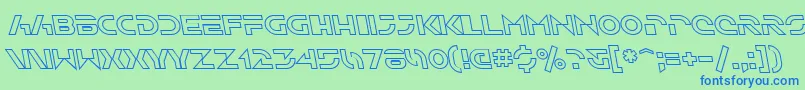 Czcionka SfSolarSailerOutlineItalic – niebieskie czcionki na zielonym tle