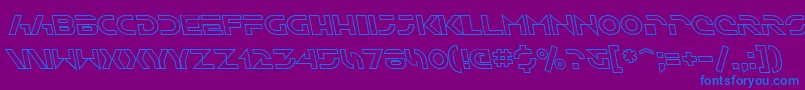 Fonte SfSolarSailerOutlineItalic – fontes azuis em um fundo violeta