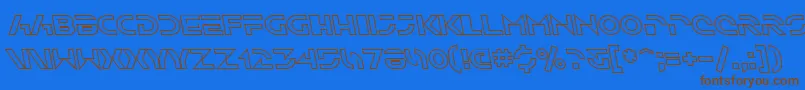フォントSfSolarSailerOutlineItalic – 茶色の文字が青い背景にあります。