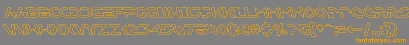 フォントSfSolarSailerOutlineItalic – オレンジの文字は灰色の背景にあります。