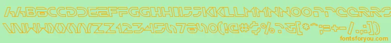 フォントSfSolarSailerOutlineItalic – オレンジの文字が緑の背景にあります。