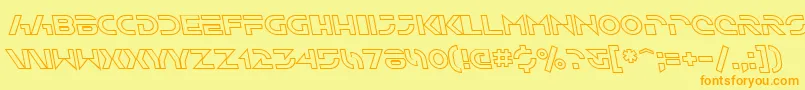 フォントSfSolarSailerOutlineItalic – オレンジの文字が黄色の背景にあります。