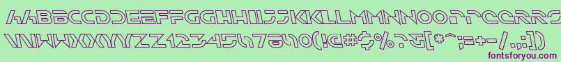 SfSolarSailerOutlineItalic-Schriftart – Violette Schriften auf grünem Hintergrund