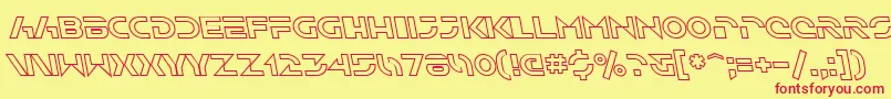Fonte SfSolarSailerOutlineItalic – fontes vermelhas em um fundo amarelo