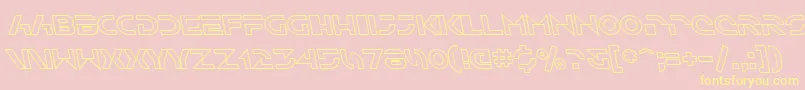 Fonte SfSolarSailerOutlineItalic – fontes amarelas em um fundo rosa
