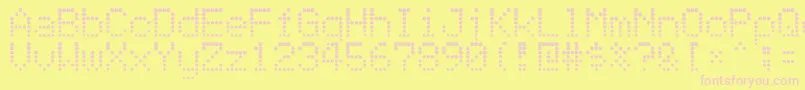 Atomicclockradio-Schriftart – Rosa Schriften auf gelbem Hintergrund