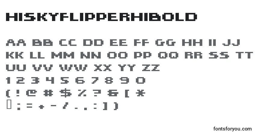 Schriftart Hiskyflipperhibold – Alphabet, Zahlen, spezielle Symbole