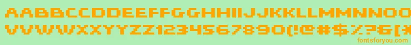 フォントHiskyflipperhibold – オレンジの文字が緑の背景にあります。