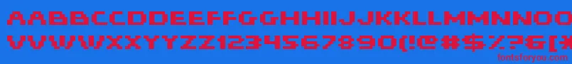 Hiskyflipperhibold-Schriftart – Rote Schriften auf blauem Hintergrund