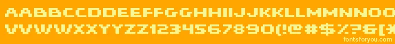 Fonte Hiskyflipperhibold – fontes amarelas em um fundo laranja