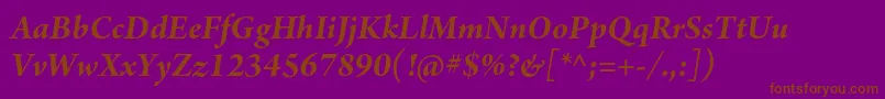 フォントArnoproBolditalicsubhead – 紫色の背景に茶色のフォント
