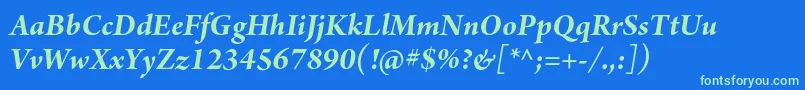 ArnoproBolditalicsubhead Font – Green Fonts on Blue Background