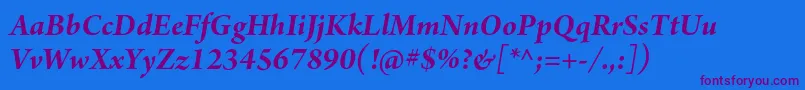Шрифт ArnoproBolditalicsubhead – фиолетовые шрифты на синем фоне
