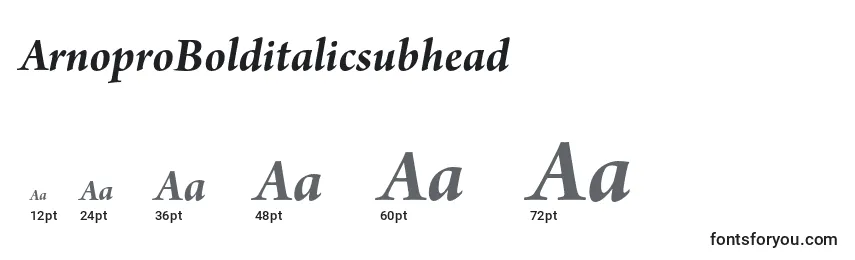 Größen der Schriftart ArnoproBolditalicsubhead