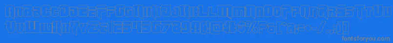 Omegaforceout11-Schriftart – Graue Schriften auf blauem Hintergrund