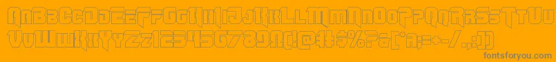 Omegaforceout11-Schriftart – Graue Schriften auf orangefarbenem Hintergrund