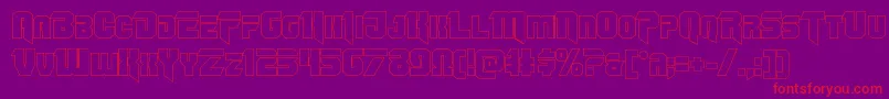 Omegaforceout11-Schriftart – Rote Schriften auf violettem Hintergrund