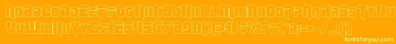 Omegaforceout11-Schriftart – Gelbe Schriften auf orangefarbenem Hintergrund